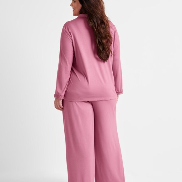 #5 State of Day Women's Collared Knit Pajama Set Berry Breeze - Picture 3 of 3